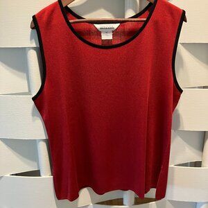 Exlusively Misook Red & Black Sleeveless Knit Tank Top Extra Large XL